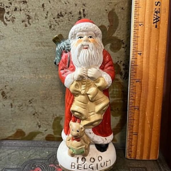 Vintage Belgium Santa  Figurine  Christmas Decoration Figure Ceramic