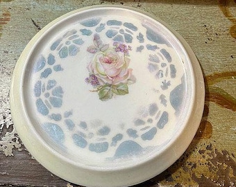 Pretty ROSE Porcelain Trivet Vintage Roses Germany