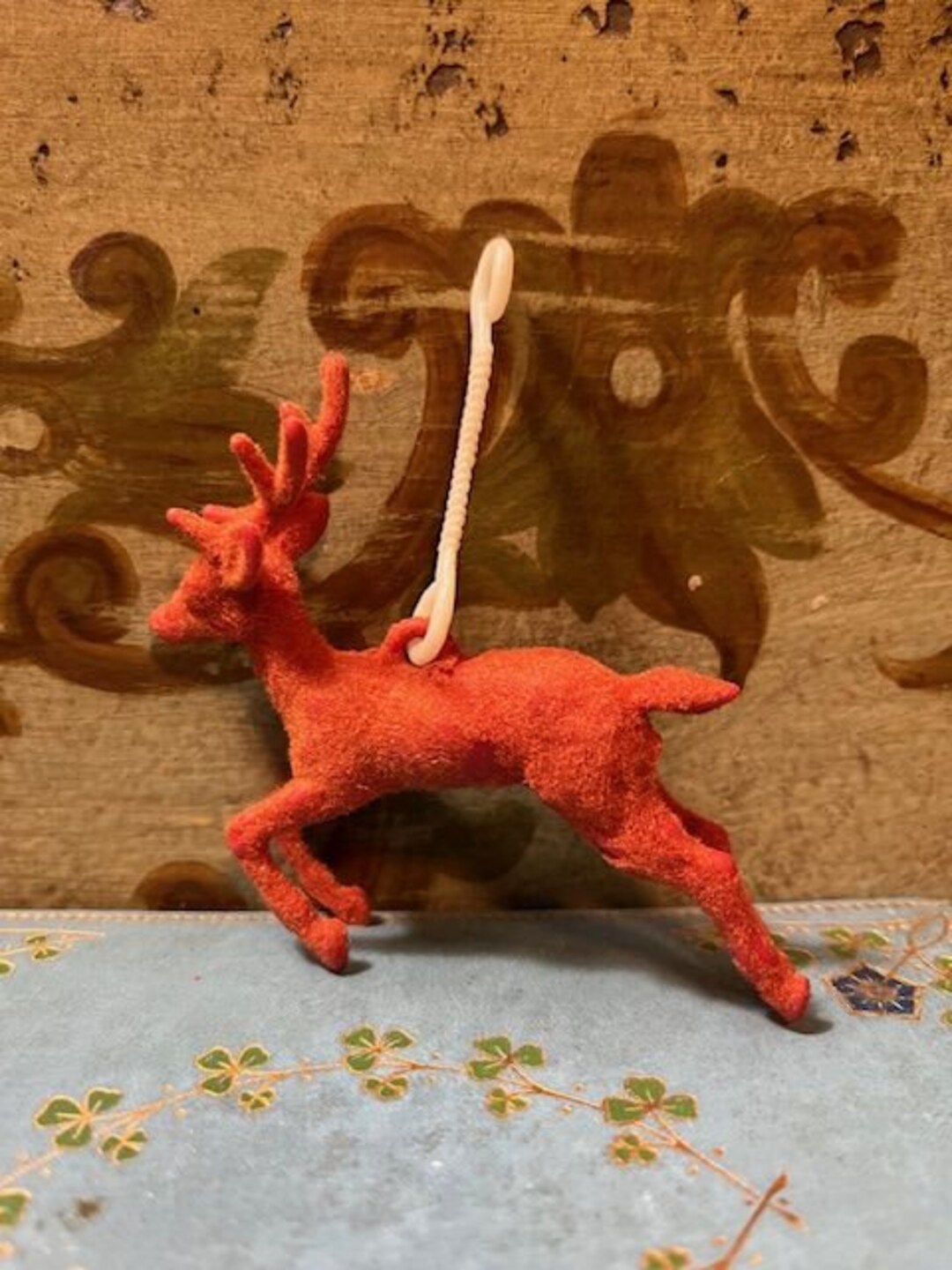 LOT of 2 Vintage 50's Fuzzy Plastic Red Reindeer Figures Christmas ...