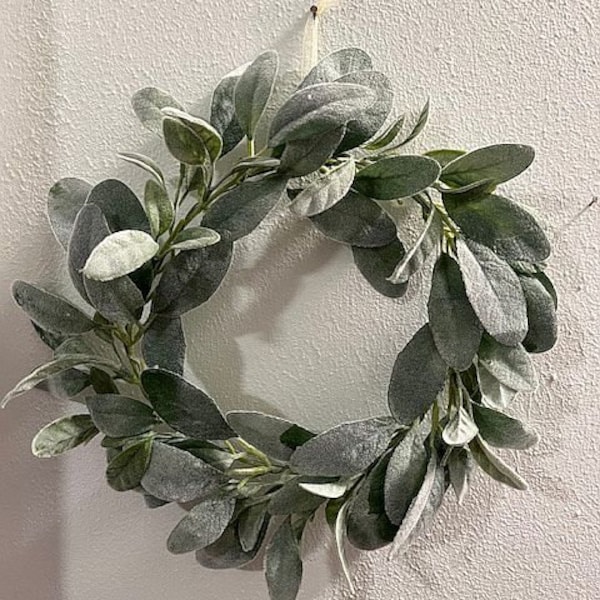 Small Faux Lambs Ear Wreath Spring Decoration Decorating