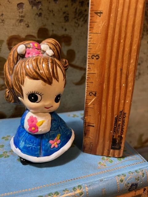 Darling Vintage Josef Original Big Eye Girl Blue With MUFF