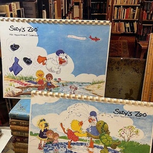 2 Vintage Suzy&#39;s Zoo Calendars with Pictures 1990 1991 Used Suzy
