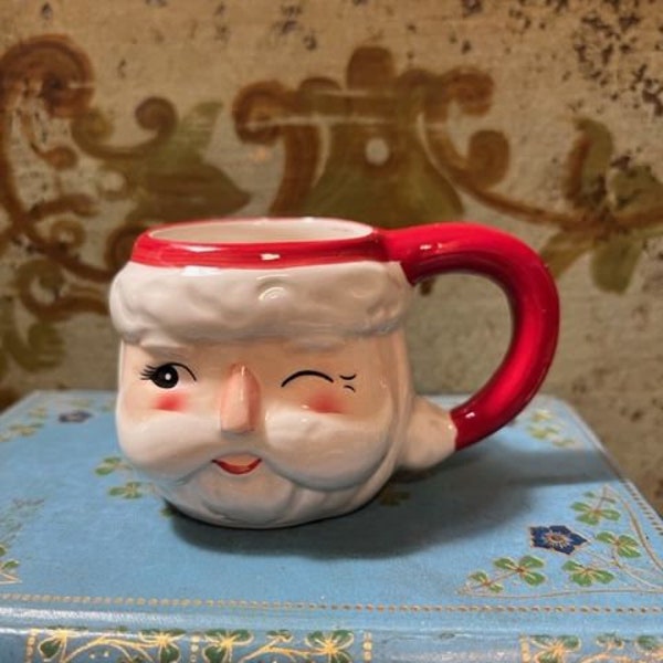 Small Mini Santa Winking Mug Christmas Decorating Crafting Crafts