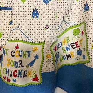 Vintage Apron Don&#39;t Count Your Chickens Home Sweet Home Sayings Midcentury Vintage Kitchen MCM