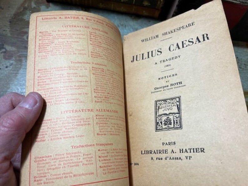 Early Antique Shakespeare Julius Caesar Merchant of Venice Winter's Tale PB Books French Paris Librairie A. Hatier Les Classiques Pour Tous image 3