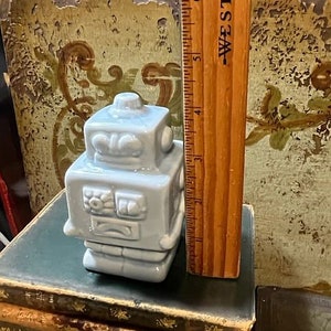 VINTAGE Ceramic ROBOT Blue Figurine Figure Robots Space Science Fiction Scifi Bot