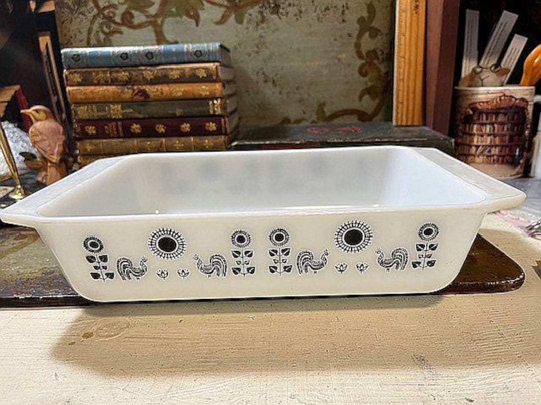Vintage Black Rooster Sunflower Pyrex Baking Dish 575B 2 Quart - Etsy