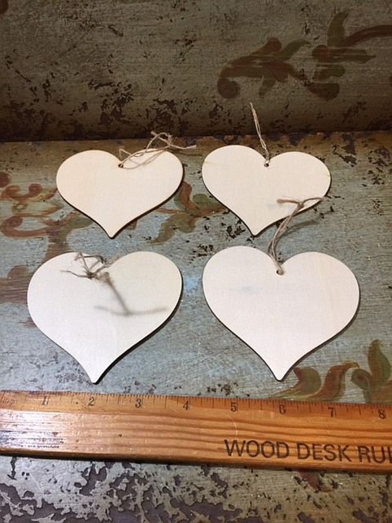 Vintage Valentine 4 Thin Wooden Hearts Valentines Day Decoration Crafts  Crafting 