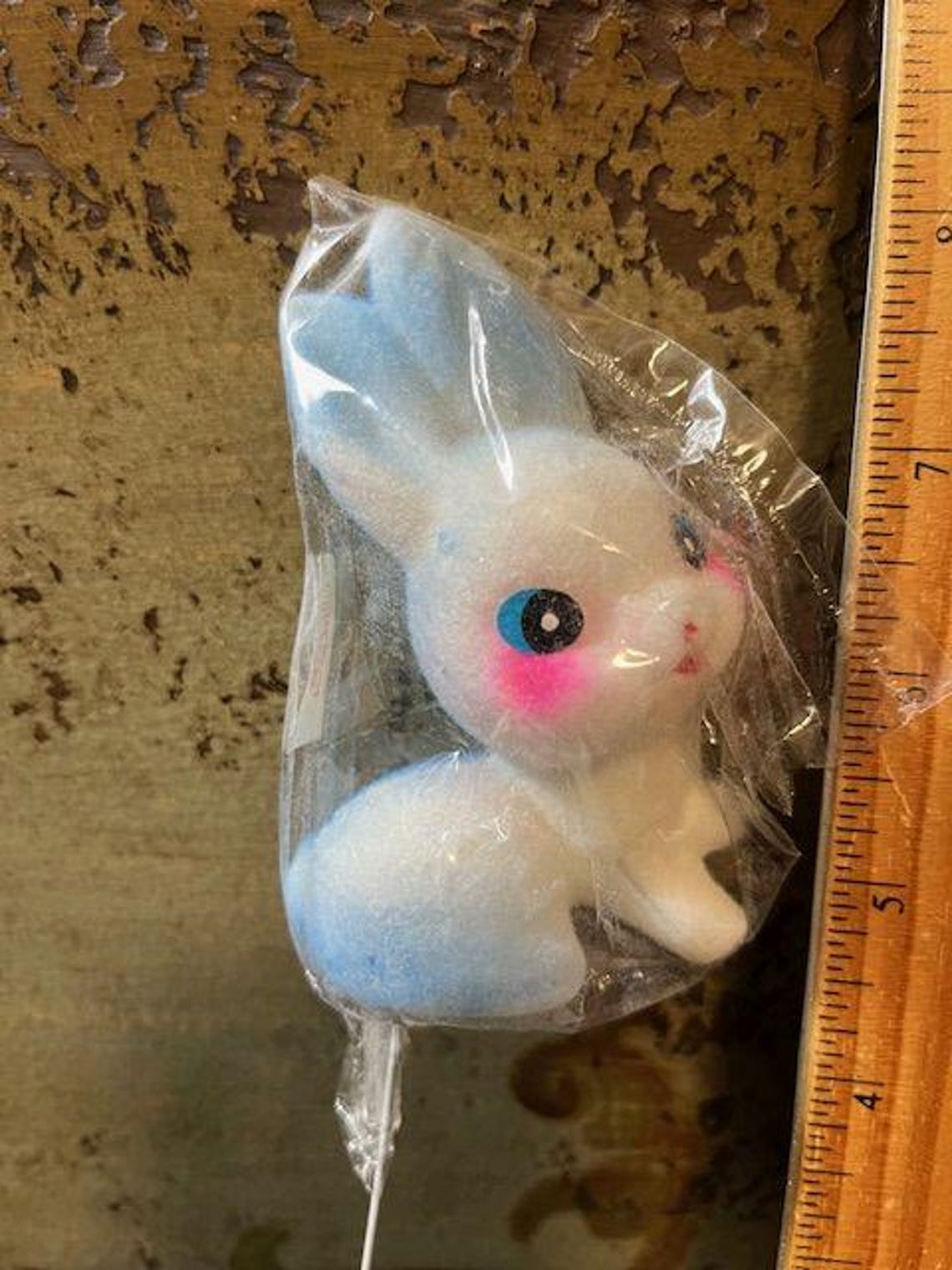 Vintage Fuzzy Blue Bunny Rabbit Pick Stem Easter - Etsy