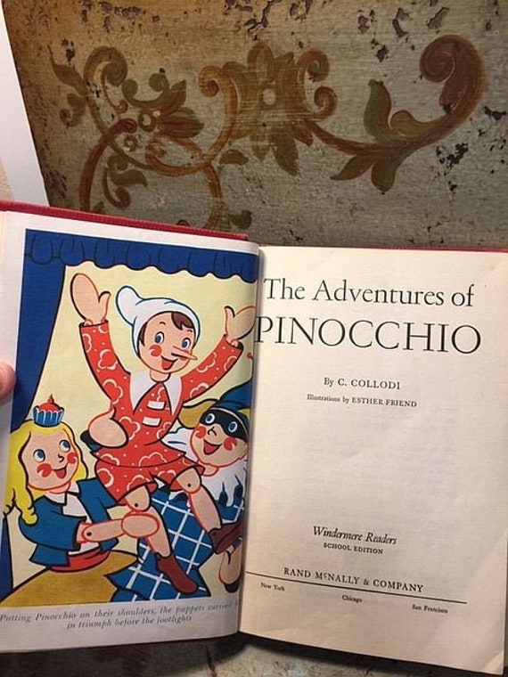 1954 the Adventures of Pinocchio Childrens Book Carlo Collodi Esther Friend  Illustrator 