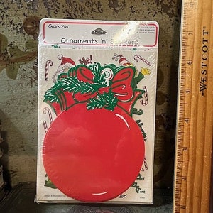 Vintage Suzy&#39;s Zoo Sealed 8 Ornament Cards Envelopes & Stickers Pack Christmas Suzy Spafford