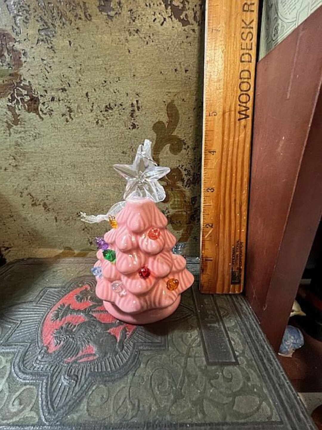 Vintage Small PINK Christmas Tree Light up Ornament Decoration Etsy