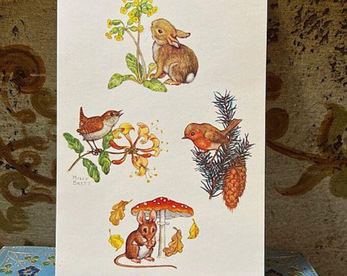 Molly Brett Postcard Rabbit Robin Mouse and Wren Mushroomthe Medici ...