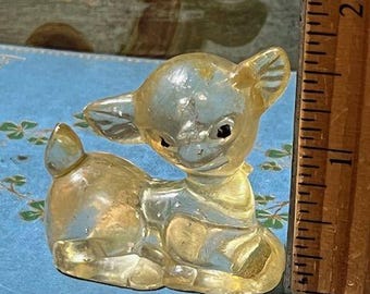 Clear Christmas Deer Reindeer Vintage Figure Hard Plastic Hong Kong H2