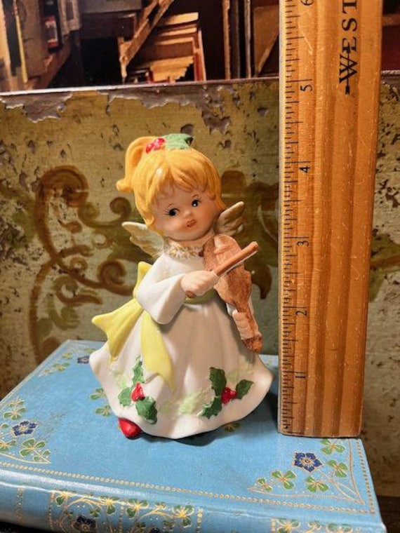 Vintage Ceramic Angel Ponytail Girl Pretty Christmas Figurine