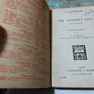 Early Antique Shakespeare Julius Caesar Merchant of Venice Winter's Tale PB Books French Paris Librairie A. Hatier Les Classiques Pour Tous image 7