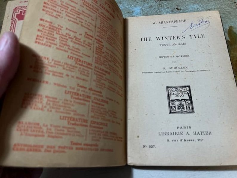 Early Antique Shakespeare Julius Caesar Merchant of Venice Winter's Tale PB Books French Paris Librairie A. Hatier Les Classiques Pour Tous image 7