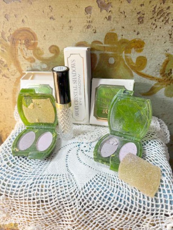 Lot of Vintage Cosmetics Avon Eye Shadows Crystal Shadows Two Powder Shadow Duet And Clinique Blended Face Powder Rose Glaze Cosmetics LOT