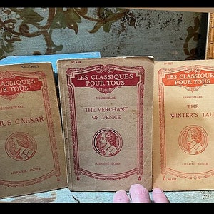 Early Antique Shakespeare Julius Caesar Merchant of Venice Winter's Tale PB Books French Paris Librairie A. Hatier Les Classiques Pour Tous image 1