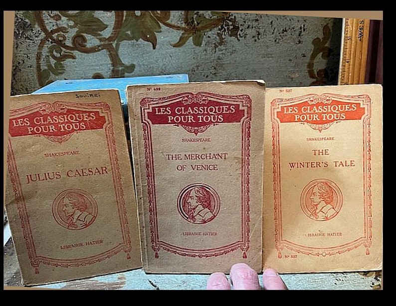 Early Antique Shakespeare Julius Caesar Merchant of Venice Winter's Tale PB Books French Paris Librairie A. Hatier Les Classiques Pour Tous image 1