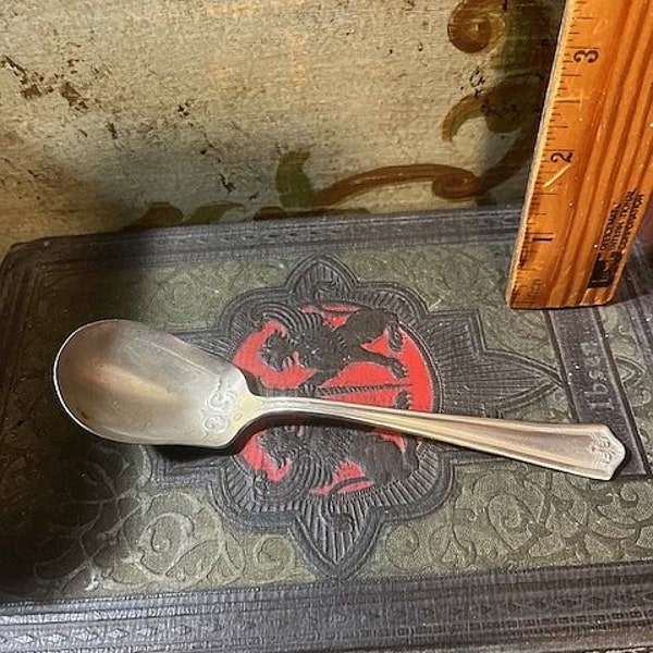 Antique Rogers Nickel Silver Sugar Spoon Serving Silver Sugar Ice Cream