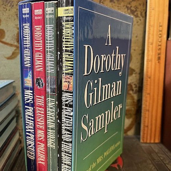 1997 A Dorothy Gilman Sampler 4 Books with Sleeve Mrs. Pollifax Lion Killer Pursued Uncertain Voyage Elusive PB Book