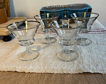 4 Contessa Italy Cocktail Glasses 4.5 oz. w/ packaging AS IS Italian Mid Century MCM Barware Glass Glassware