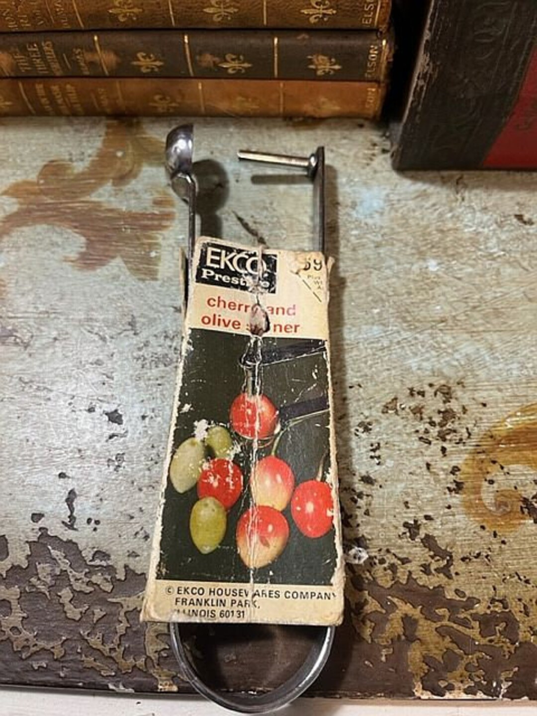 Vintage Ekco Prestige Cherry Pitter Belgium W/ Sleeve Stainless Steel Utensil Kitchen Baking