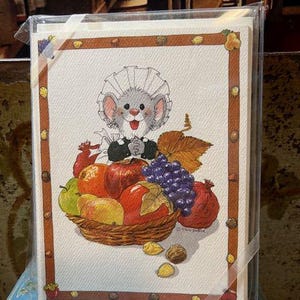 Box of 10 Suzy&#39;s Zoo Unused Thanksgiving Vintage Cards with Envelope 1991 Suzy