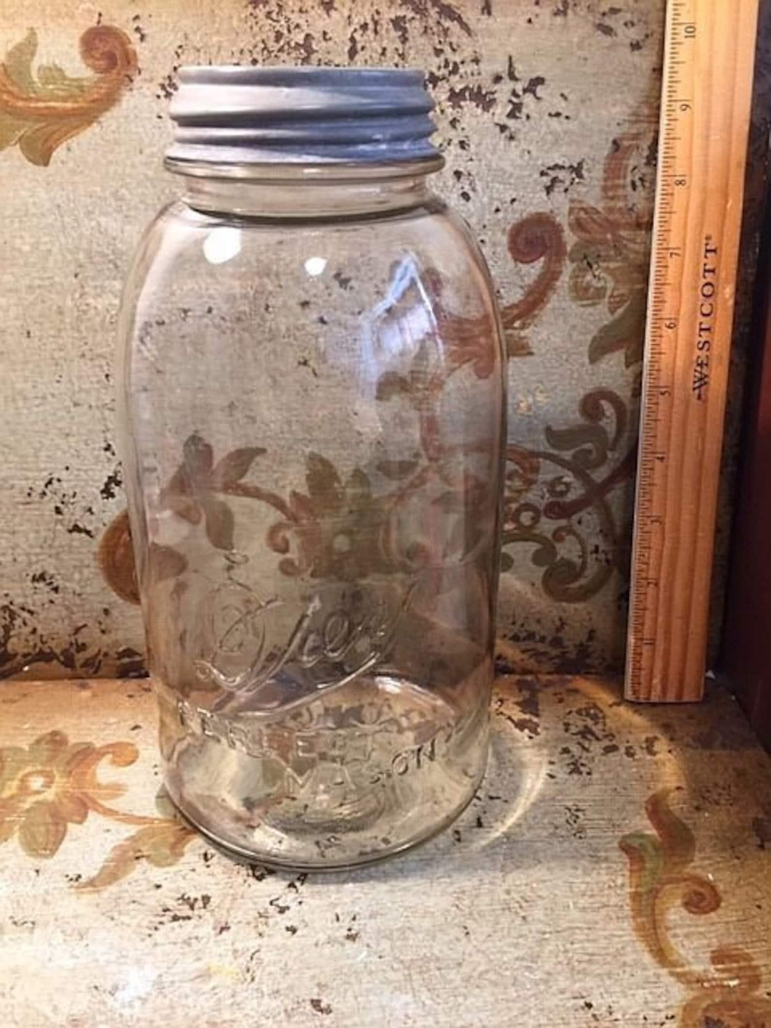Vintage Early Drey Perfect Mason Canning Jar Half Gallon Zinc Etsy