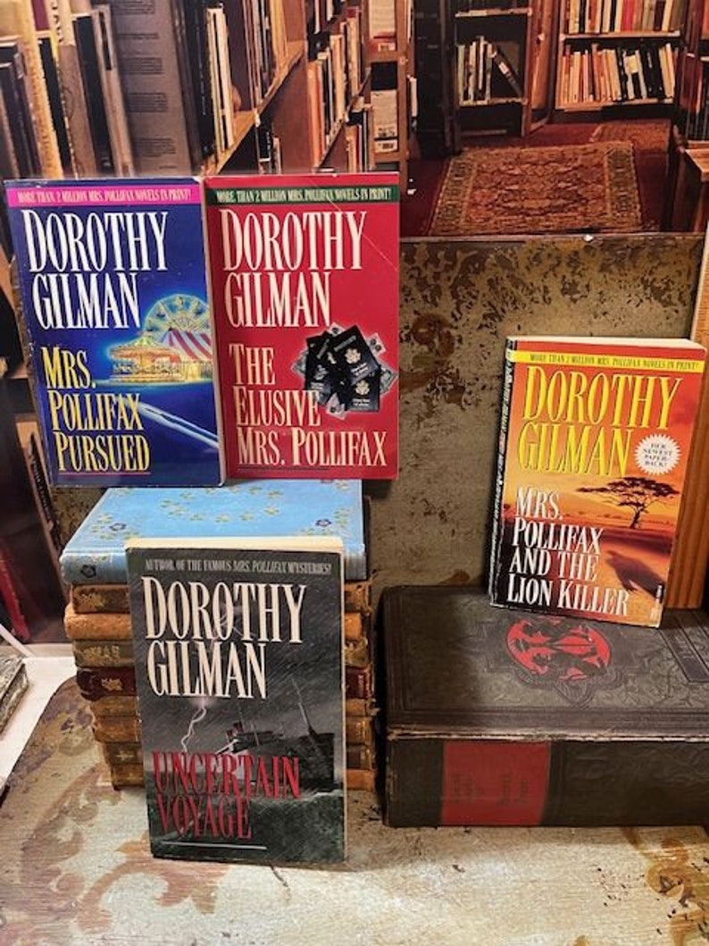 1997 A Dorothy Gilman Sampler 4 Books with Sleeve Mrs. Pollifax Lion Killer Pursued Uncertain Voyage Elusive PB Book image 2