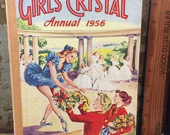 Vintage  1956 Girls Crystal Annual 1956 hb book Cadbury Advertisement on Back Cover