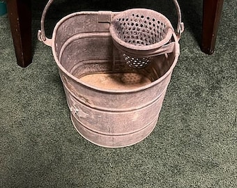 Awesome Vintage Galvanized WASH BUCKET With HANDLE And Drainer Section Price Includes Shipping