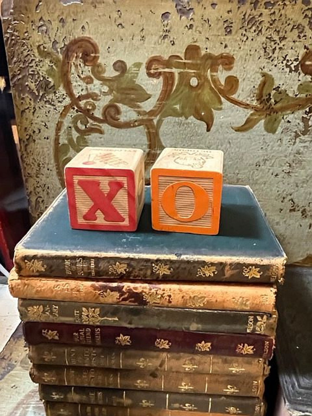 Vintage X and O Wooden Blocks Hugs and Kisses Toy Building Wood ...