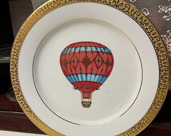 HOT AIR Balloon Gold Buffet Royal Gallery Vintage Plate 1991 Gorgeous !