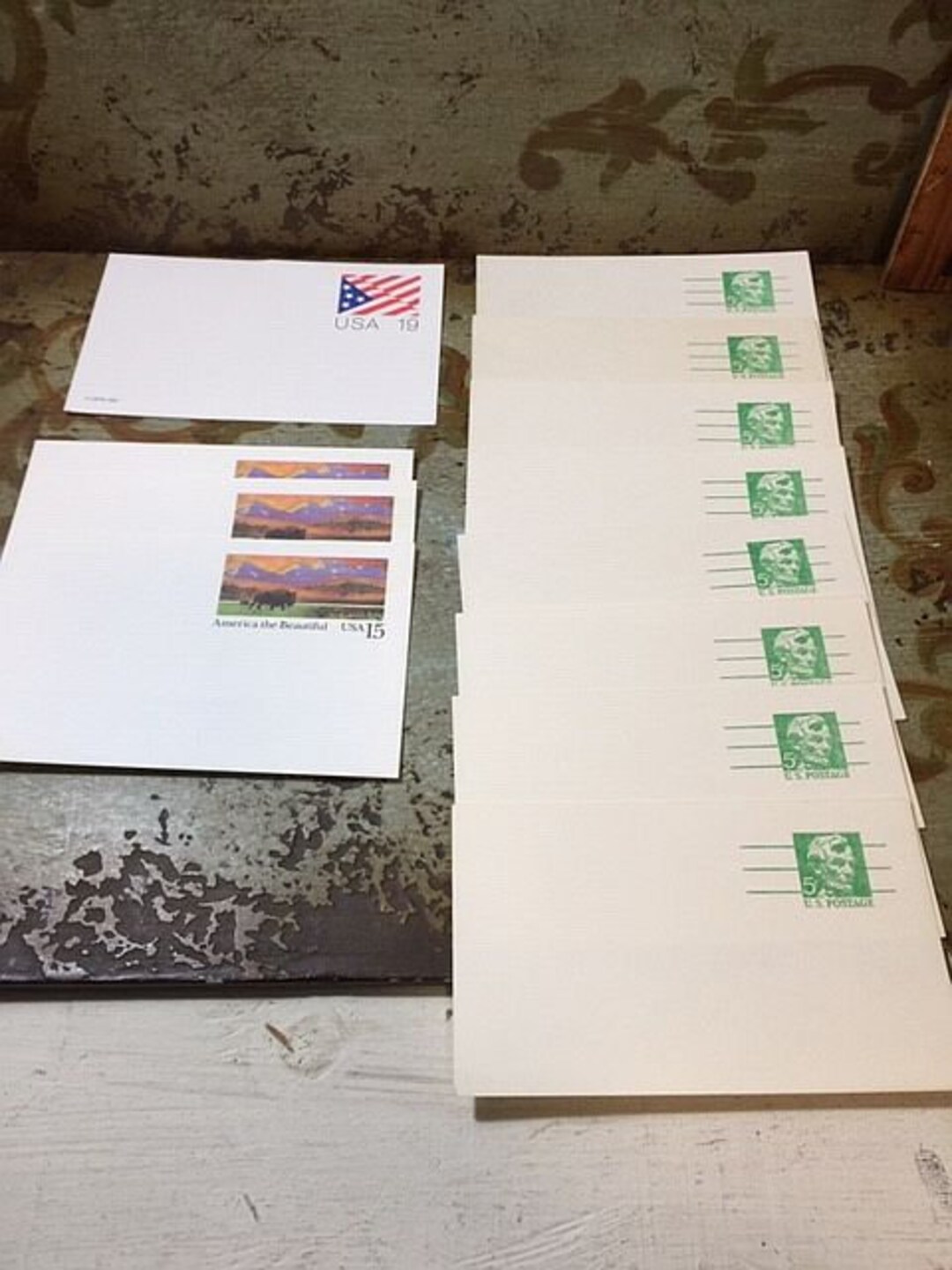 Lot of 12 USPS Unused Postcards With Postage 5 Cents 15 Cents 19 Cents