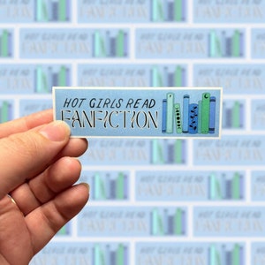 Handmade Original Stickers - Hot Girls lesen Fan Fiktion | Handarbeit | Glänzend | Kratzfest | Geschenk