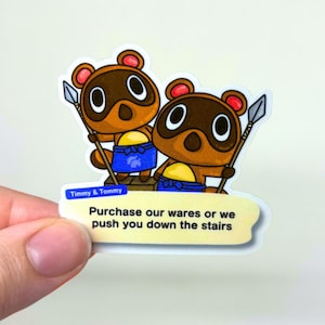 Sticker Timmy & Tommy « Purchase Our Wares », Anniversaire, Sticker pour ordinateur portable, Sticker bouteille d'eau, Sticker skateboard, Papeterie rigolote, Cadeau pour joueur