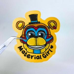Adesivo Glamrock Freddy "Material Girl", adesivo per laptop, adesivo per bottiglia d'acqua, adesivo per skateboard, cancelleria divertente, regalo per gamer, FNAF