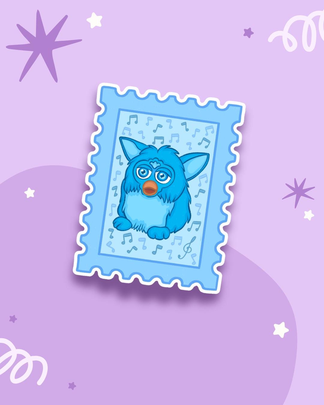 Furby Inspired Blue Stamp Sticker Decal; 90s 2000s Nostalgia - Etsy