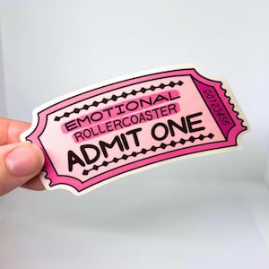 Emotionele achtbaan geef één sticker toe, leuke sticker, grappig briefpapier, memesticker, sarcastisch cadeau, mentale instorting, herkenbare sticker