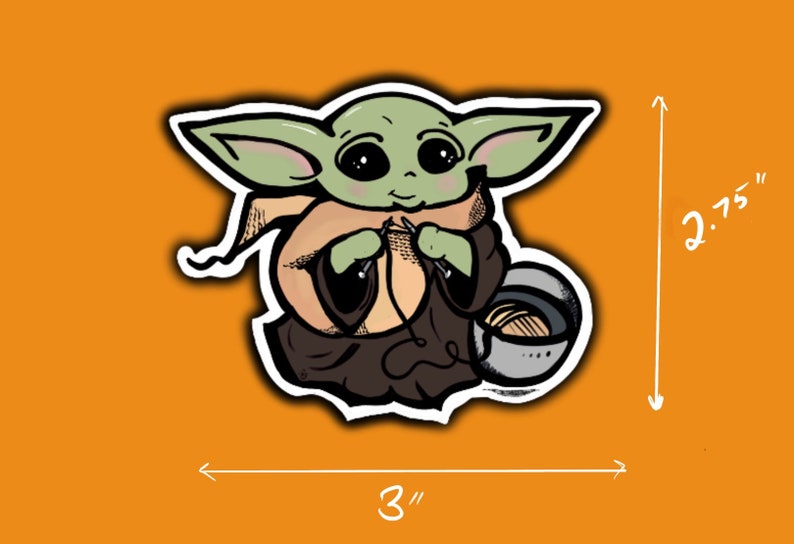 Baby YO-da Knitting Sticker Cute Sticker Knitting Sticker Gift for Star Wars Fan Knitting Jedi Sticker Water Bottle Sticker image 2