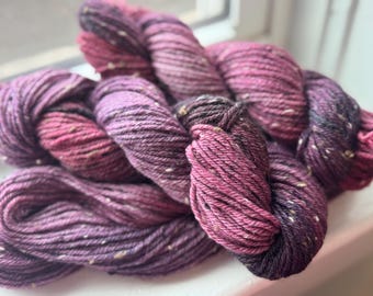 Blackberry Moon- Appalachia inspired colorway, Kettle Dyed, Worsted Weight Wool Tweed Yarn