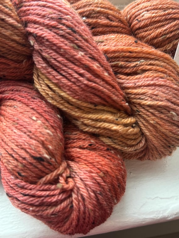 Kentucky Clay- Appalachia inspired colorway, Kettle Dyed, Worsted Weight Wool Tweed Yarn