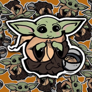 Baby YO-da Knitting Sticker Cute Sticker Knitting Sticker Gift for Star Wars Fan Knitting Jedi Sticker Water Bottle Sticker image 1