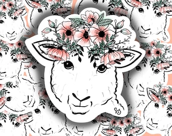 Sweet Springtime Alfalfa vinyl sticker- Sheep Sticker- Shepherd Sticker- Sheep Water Bottle Sticker- Cute Sheep Sticker