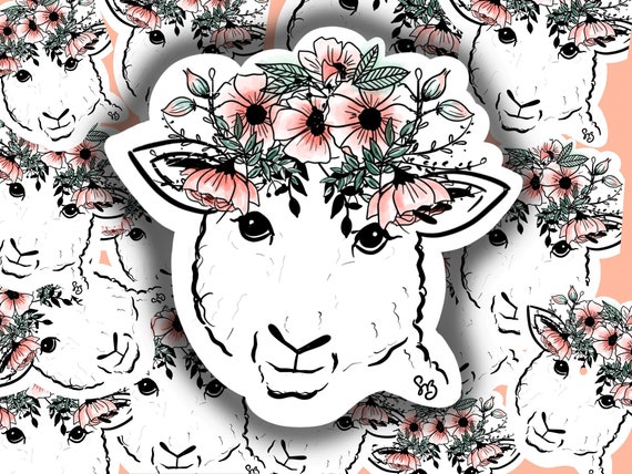 Sweet Springtime Alfalfa vinyl sticker- Sheep Sticker- Shepherd Sticker- Sheep Water Bottle Sticker- Cute Sheep Sticker