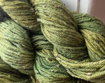 Holler Moss- Appalachia inspired colorway, Kettle Dyed, Worsted Weight Wool Tweed Yarn