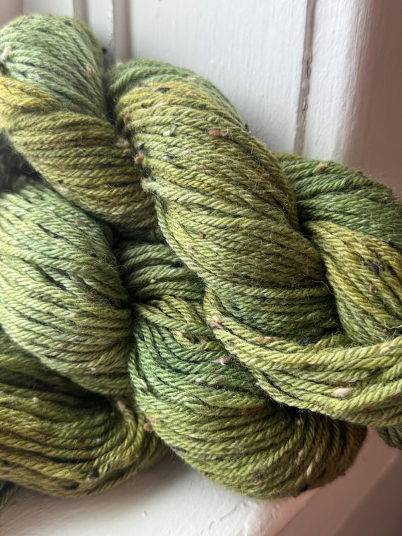 Holler Moss- Appalachia inspired colorway, Kettle Dyed, Worsted Weight Wool Tweed Yarn