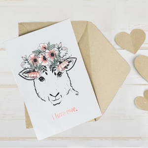 I love ewe - lamby love note- Sheep Valentine- Valentine for Shepherds- Valentine for Sheep lovers- Cute Sheep Valentine- Lamb Valentine